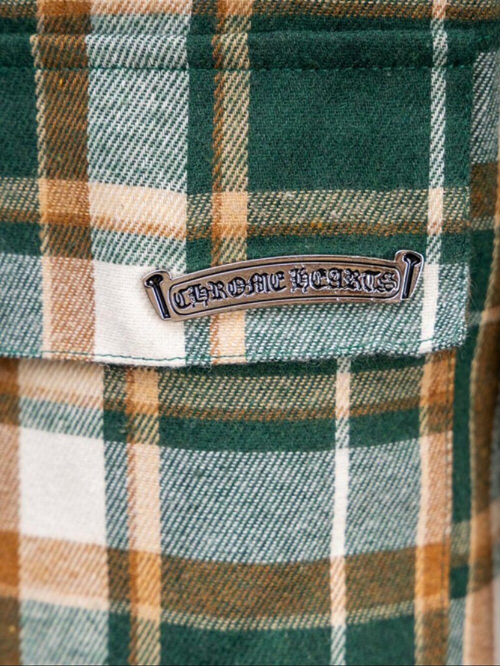 Chrome Hearts Plaid Padded Shirt Jacket In Green - Picture 6 of 9
